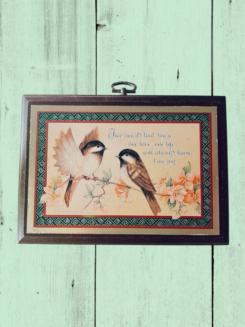 Vintage 1980 Hallmark Plaque Love Song Birds Cherry Blossoms Sweet